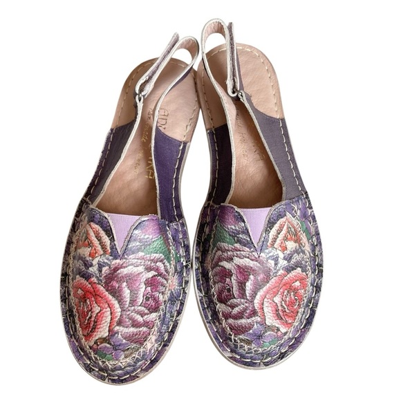 Anuschka Shoes - Anuschka Hand Painted Floral Leather Slingback Flats Shoes Size 37/6.5 38/7.5